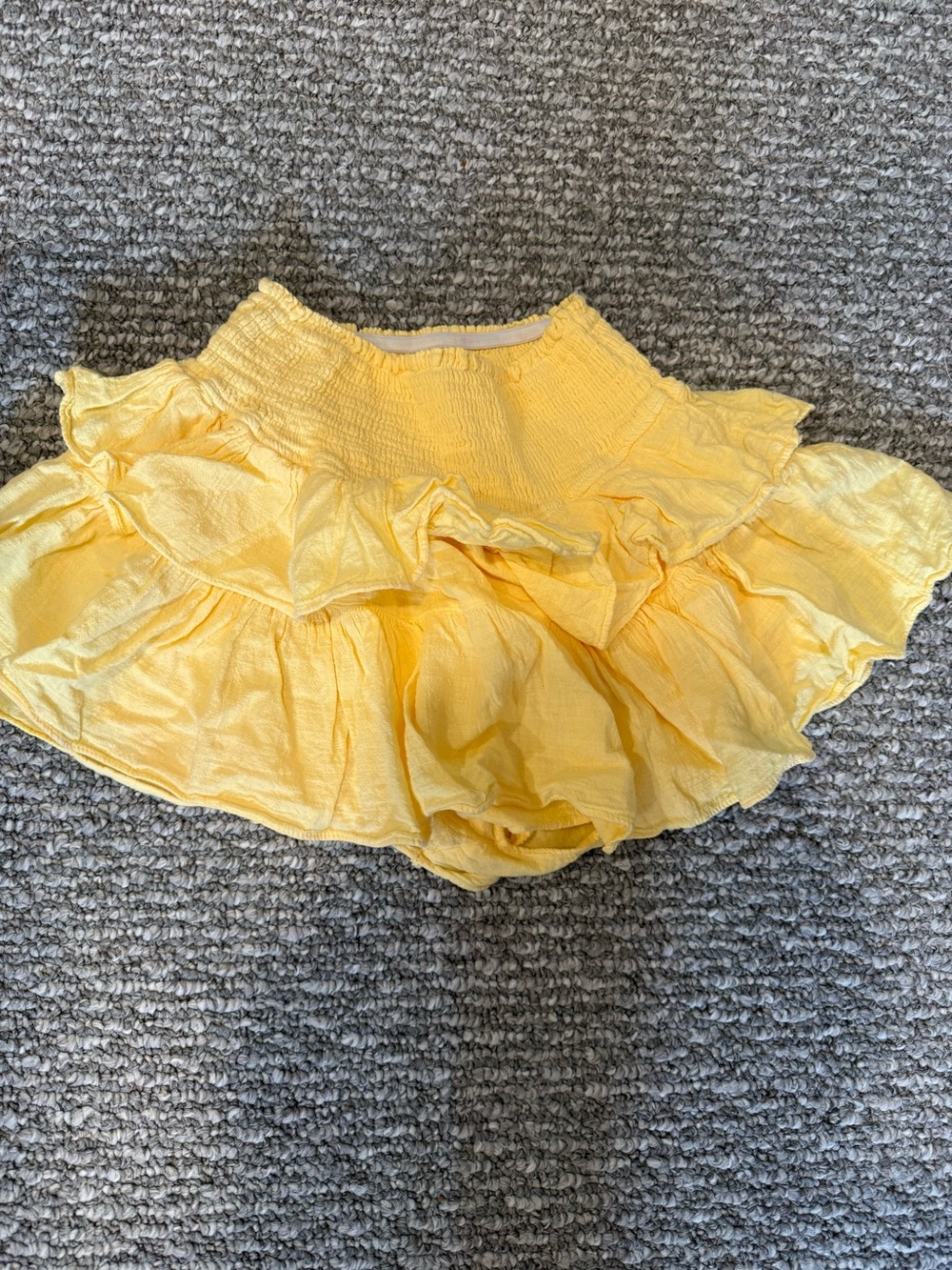 Yellow Ruffle Circle Skirt with Smocked Waist